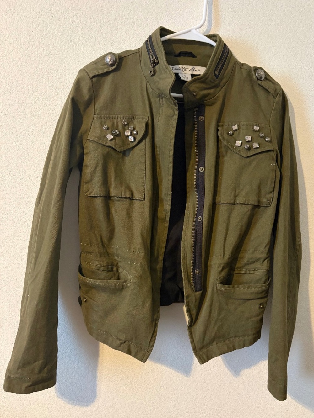 Celebrity Pink Olive Green Military-Inspired Jacket